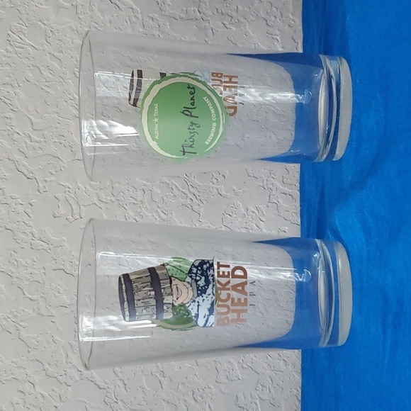 Bucket Head IPA Thirsty Planet Austin Tx brewing company 2 pint glasses - Picture 1 of 8